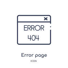 error page icon from user interface outline collection. Thin line error page icon isolated on white background.