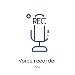 voice recorder icon from user interface outline collection. Thin line voice recorder icon isolated on white background.