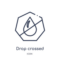 drop crossed icon from ultimate glyphicons outline collection. Thin line drop crossed icon isolated on white background.