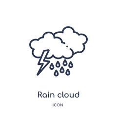 rain cloud icon from ultimate glyphicons outline collection. Thin line rain cloud icon isolated on white background.