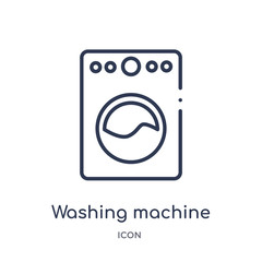 washing machine with dots icon from ultimate glyphicons outline collection. Thin line washing machine with dots icon isolated on white background.