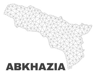 Abstract Abkhazia map isolated on a white background. Triangular mesh model in black color of Abkhazia map. Polygonal geographic scheme designed for political illustrations.