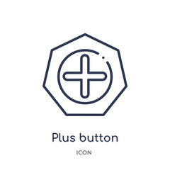 plus button icon from ultimate glyphicons outline collection. Thin line plus button icon isolated on white background.