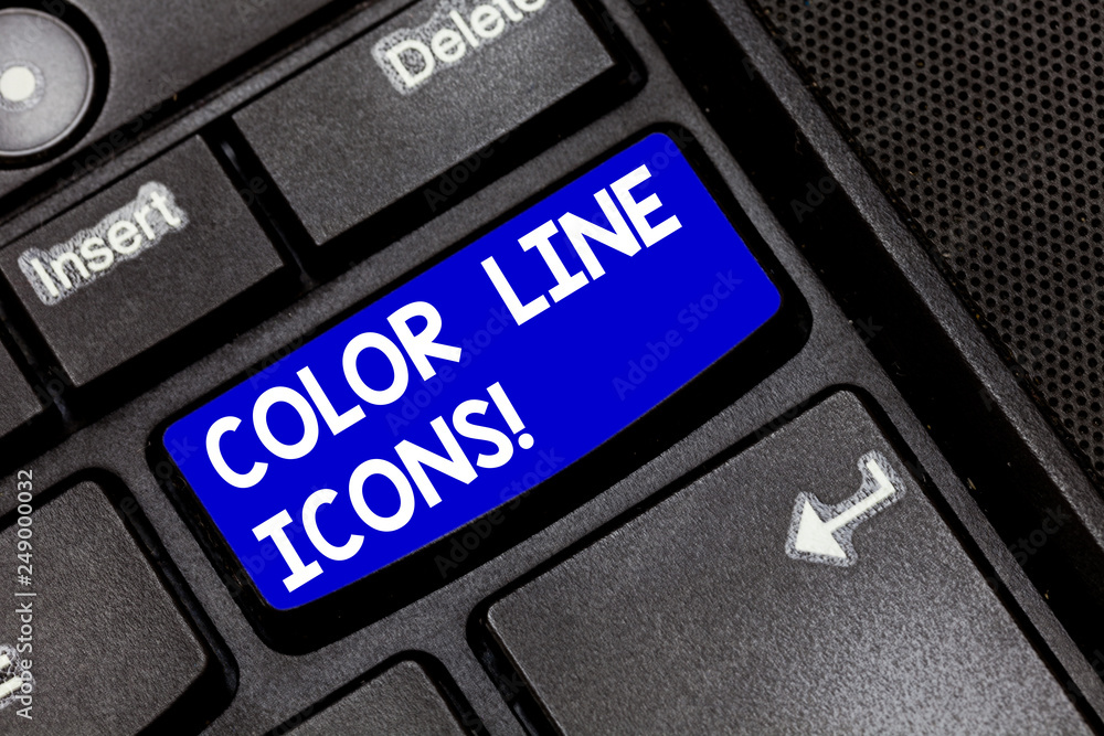 Fototapete handwriting text color line icons. concept meaning colored figures help us to go faster in way or op
