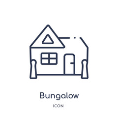 bungalow icon from travel outline collection. Thin line bungalow icon isolated on white background.