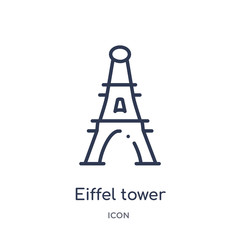 eiffel tower icon from travel outline collection. Thin line eiffel tower icon isolated on white background.