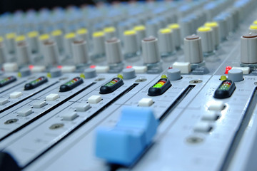Chiang rai, Thailand - September 20, 2018: mixing console, .Professional audio mixing console with...
