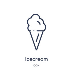 icecream icon from travel outline collection. Thin line icecream icon isolated on white background.