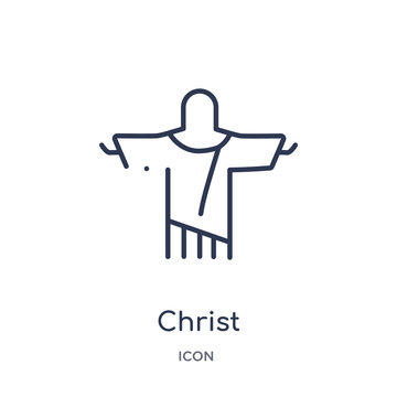 christ icon from travel outline collection. Thin line christ icon isolated on white background.