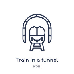 train in a tunnel icon from transportaytan outline collection. Thin line train in a tunnel icon isolated on white background.