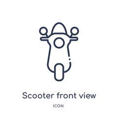 scooter front view icon from transportaytan outline collection. Thin line scooter front view icon isolated on white background.