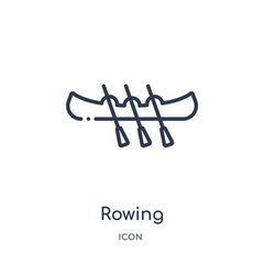 rowing icon from transportaytan outline collection. Thin line rowing icon isolated on white background.