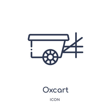 oxcart icon from transportation outline collection. Thin line oxcart icon isolated on white background.