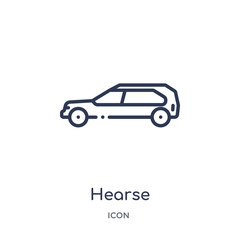 hearse icon from transportation outline collection. Thin line hearse icon isolated on white background.