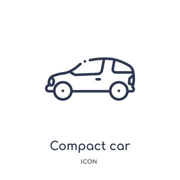 compact car icon from transportation outline collection. Thin line compact car icon isolated on white background.