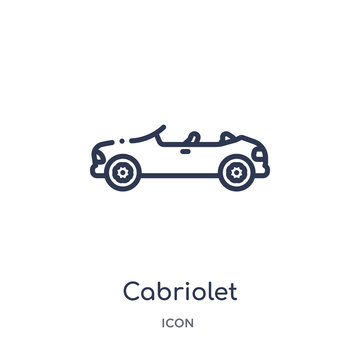 cabriolet icon from transportation outline collection. Thin line cabriolet icon isolated on white background.