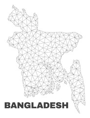 Abstract Bangladesh map isolated on a white background. Triangular mesh model in black color of Bangladesh map. Polygonal geographic scheme designed for political illustrations.