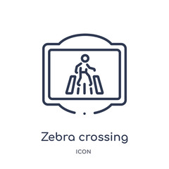 zebra crossing icon from traffic signs outline collection. Thin line zebra crossing icon isolated on white background.