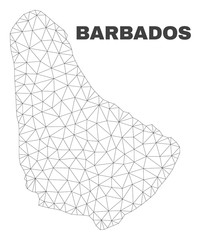 Abstract Barbados map isolated on a white background. Triangular mesh model in black color of Barbados map. Polygonal geographic scheme designed for political illustrations.