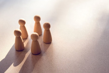 People stand in a circle, teamwork power and confidence concept, Coordination and cooperation. 