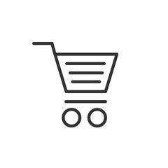 Supermarket shopping cart thin line illustration isolated on white background