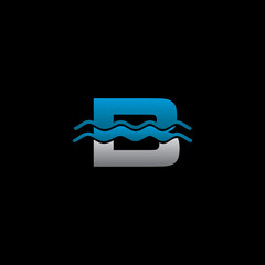 Digital Water Blue Wave B Letter Logo