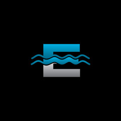 Digital Water Blue Wave E Letter Logo