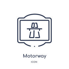 motorway icon from traffic signs outline collection. Thin line motorway icon isolated on white background.