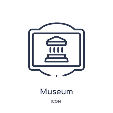 museum icon from traffic signs outline collection. Thin line museum icon isolated on white background.