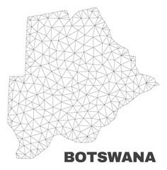 Abstract Botswana map isolated on a white background. Triangular mesh model in black color of Botswana map. Polygonal geographic scheme designed for political illustrations.