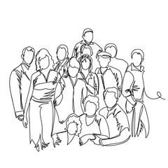 group of people. one line. vector continuous line
