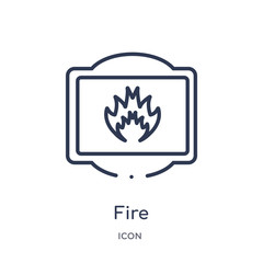 fire icon from traffic signs outline collection. Thin line fire icon isolated on white background.