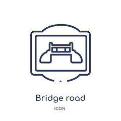 bridge road icon from traffic signs outline collection. Thin line bridge road icon isolated on white background.