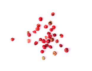 pink pepper on white background