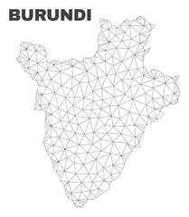 Abstract Burundi map isolated on a white background. Triangular mesh model in black color of Burundi map. Polygonal geographic scheme designed for political illustrations.