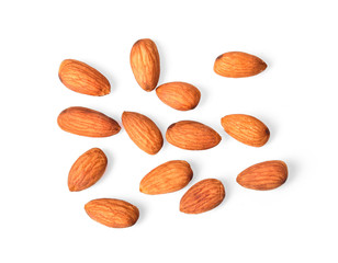 almonds on white background