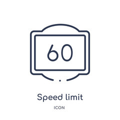 speed limit icon from traffic signs outline collection. Thin line speed limit icon isolated on white background.