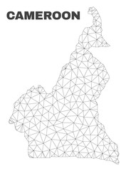 Abstract Cameroon map isolated on a white background. Triangular mesh model in black color of Cameroon map. Polygonal geographic scheme designed for political illustrations.