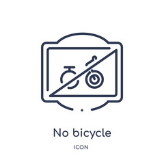 no bicycle icon from traffic signs outline collection. Thin line no bicycle icon isolated on white background.