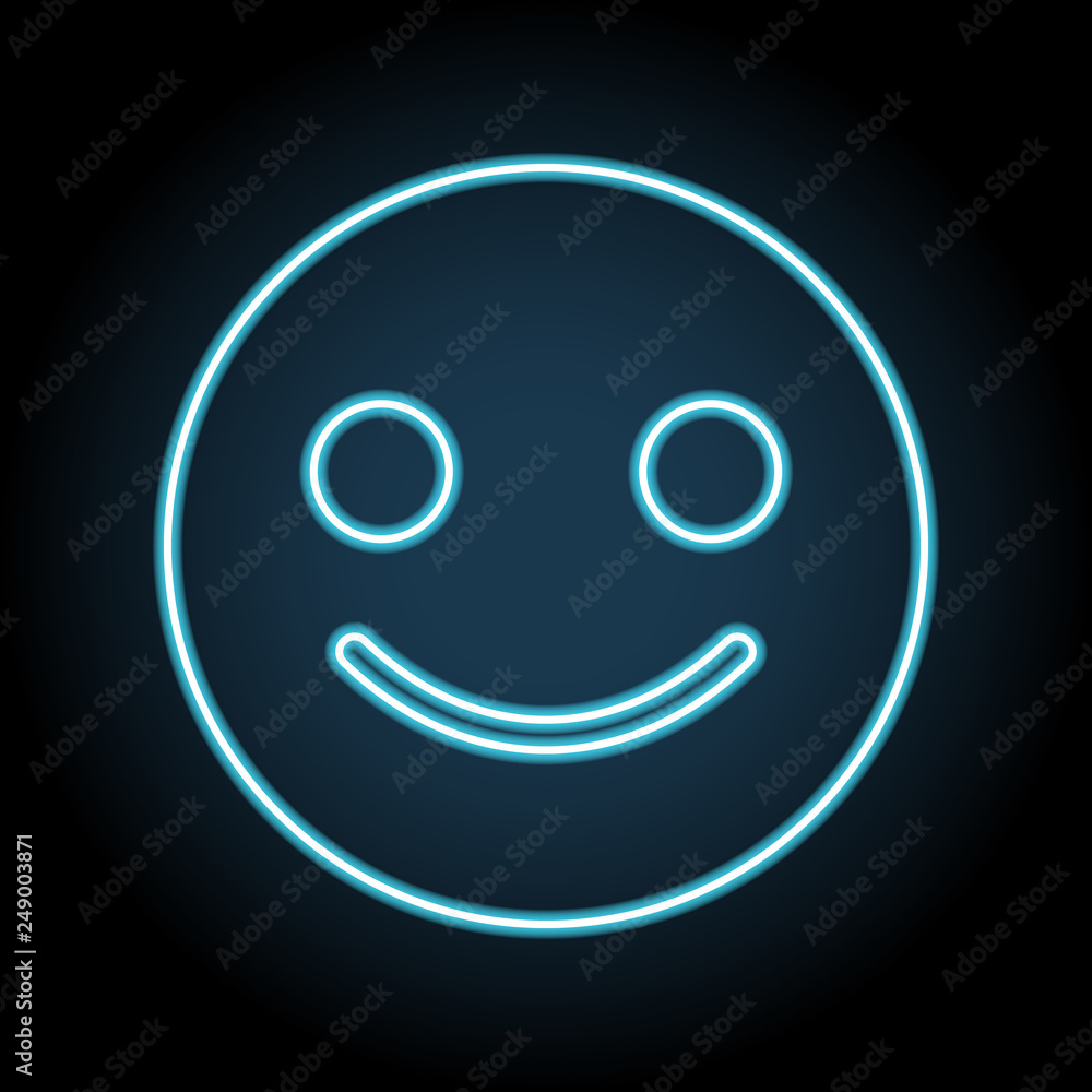 Poster emoji smile neon icon. simple thin line, outline vector of web, minimalistic icons for ui and ux, we