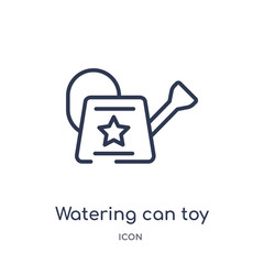 watering can toy icon from toys outline collection. Thin line watering can toy icon isolated on white background.