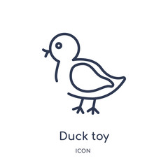 duck toy icon from toys outline collection. Thin line duck toy icon isolated on white background.