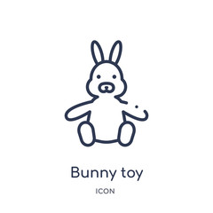 bunny toy icon from toys outline collection. Thin line bunny toy icon isolated on white background.