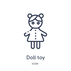 doll toy icon from toys outline collection. Thin line doll toy icon isolated on white background.