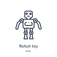robot toy icon from toys outline collection. Thin line robot toy icon isolated on white background.