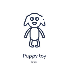puppy toy icon from toys outline collection. Thin line puppy toy icon isolated on white background.