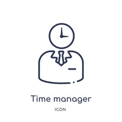 time manager icon from time management outline collection. Thin line time manager icon isolated on white background.