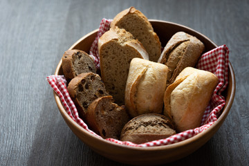 bread on black wooden table