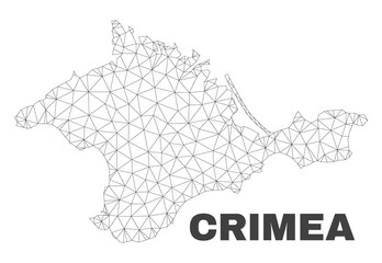 Abstract Crimea map isolated on a white background. Triangular mesh model in black color of Crimea map. Polygonal geographic scheme designed for political illustrations.