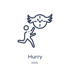 hurry icon from time management outline collection. Thin line hurry icon isolated on white background.